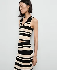 Mango Women's Stripes Knitted Midi Skirt