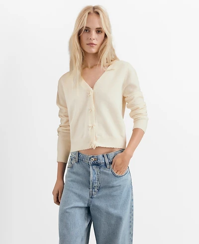 Mango Women's V-Neck Wool-Blend Cardigan