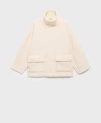 Mango Women's High Neck Boucle Jacket