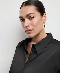 Mango Women's Satin Finish Flowy Shirt