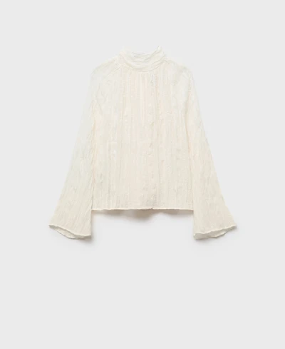 Mango Women's Bow Textured Blouse
