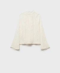 Mango Women's Bow Textured Blouse