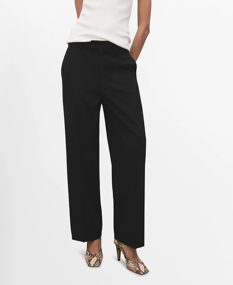 Mango Women's Mid-Rise Cropped Straight-Leg Pants