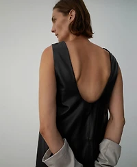 Mango Women's Leather Midi-Dress