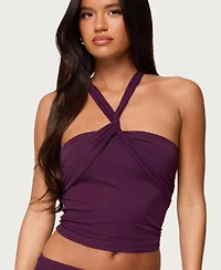 Edikted Women's Maggi Knotted Backless Mesh Top