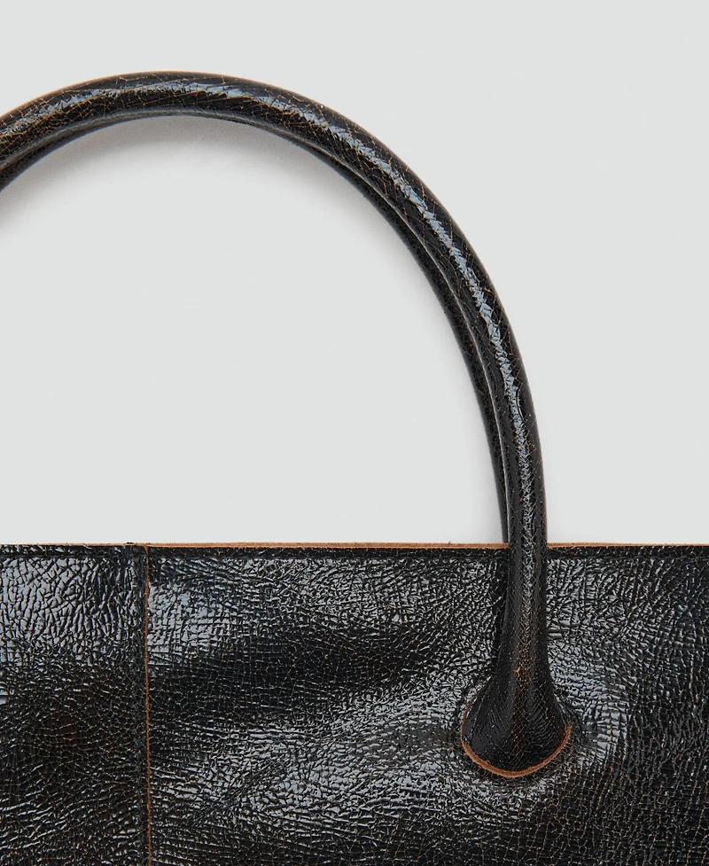 Mango Women's Charms Maxi Shopper Leather Bag