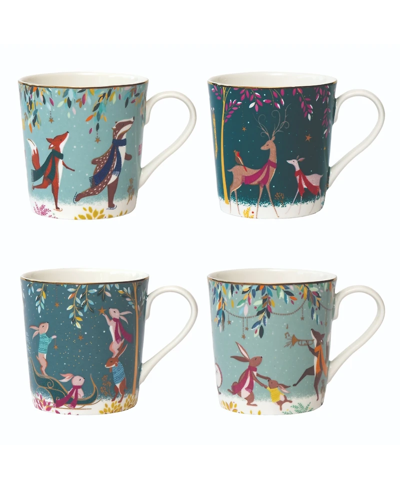 Portmeirion Sara Miller Woodland Tales Mugs and Coaster 8-Pc. Set, Service for 4