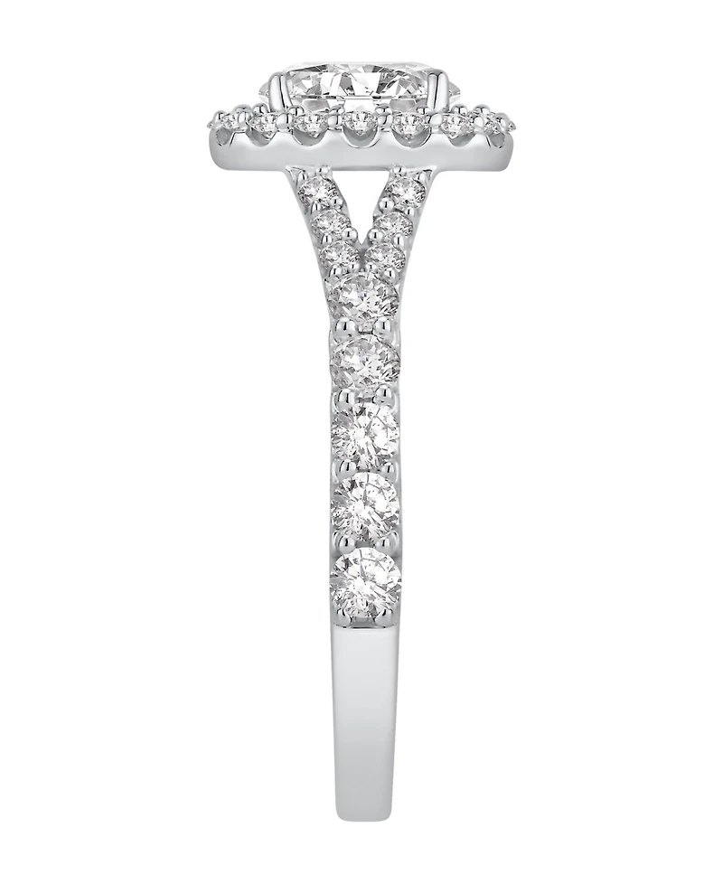 Gia Certified Diamonds Diamond Halo Engagement Ring (1-1/2 ct. t.w.) in 14k White Gold