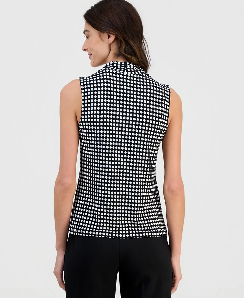 Anne Klein Women's Sleeveless Pleated V-Neck Shell Top