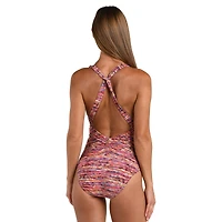 Sunshine 79 Women's Shimmer Ripple V-Plunge One Piece