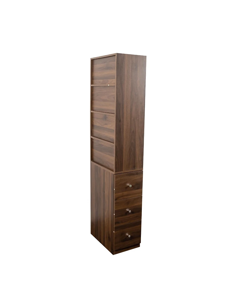 Casainc 70.87" H Display Storage Cabinet with 4-Tier Shelves and 3 Side Drawers, Modern Wooden Tall Bookshelf for Home