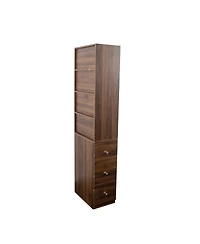 Casainc 70.87" H Display Storage Cabinet with 4-Tier Shelves and 3 Side Drawers, Modern Wooden Tall Bookshelf for Home