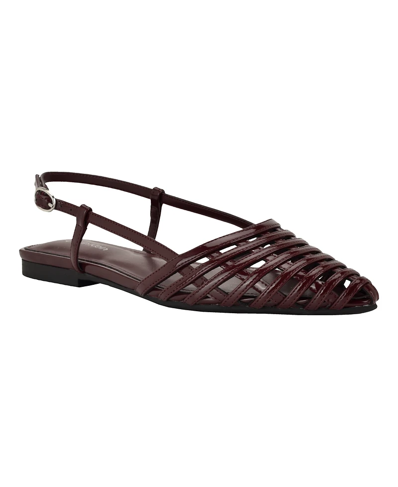 Calvin Klein Women's Glessia Woven Pointed Toe Slingback Flats