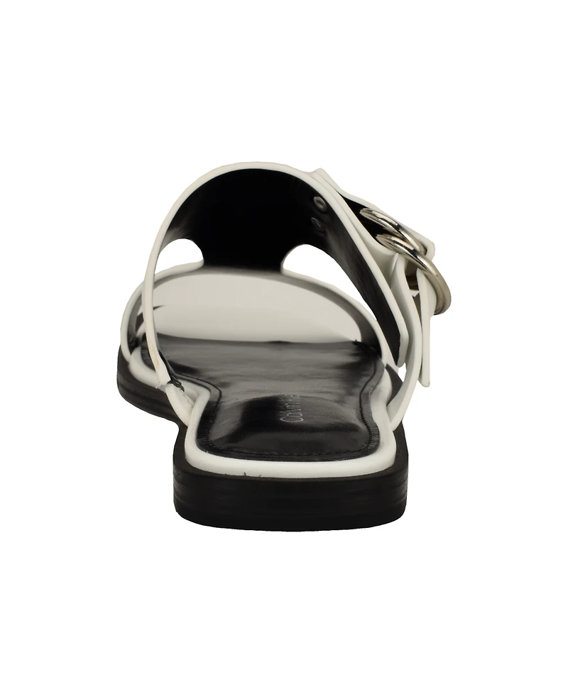 Calvin Klein Women's Meritt Leather Flat Slip-On Sandals
