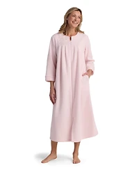 Miss Elaine Women's Long-Sleeve Solid Long Zipper Robe