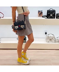 Pebble Leather Cat Crossbody Bag Cute Top Handle Purse Small Shoulder Handbag for Women & Girls with Gold Hardware and Detachable Strap