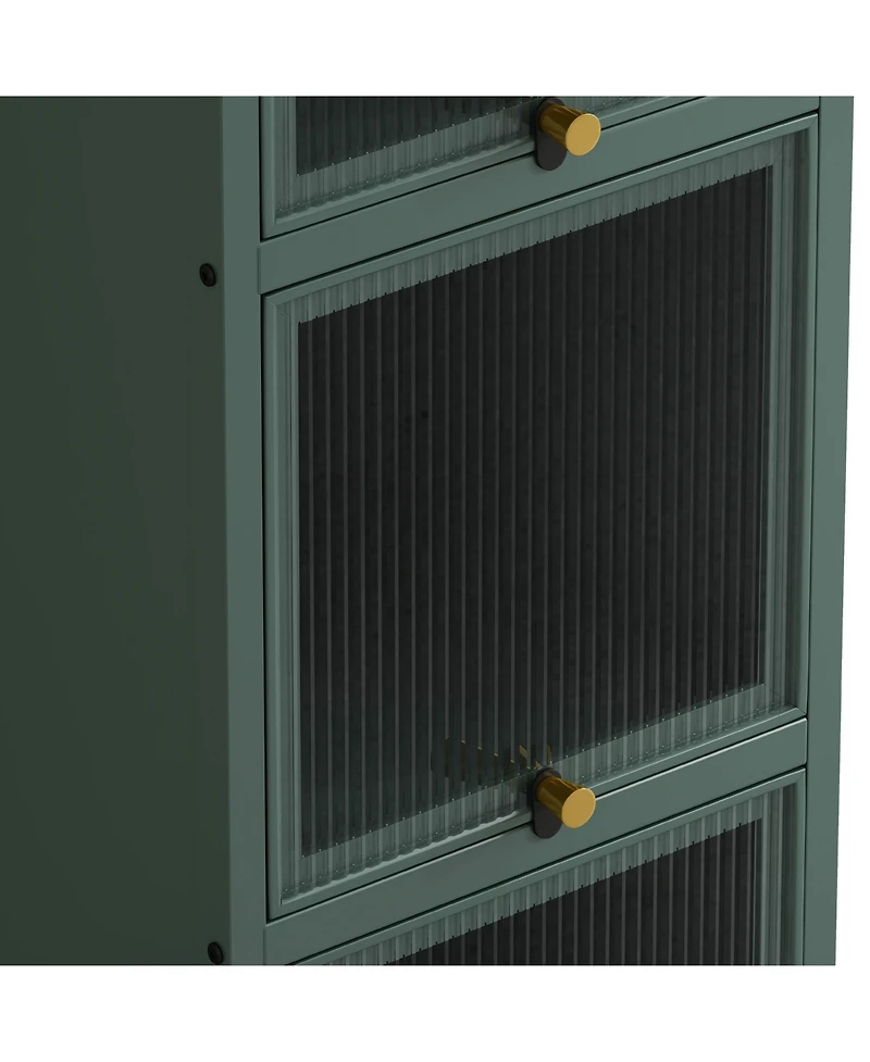 Casainc Modern Four-Tier Glass Door Cabinet with Five-Tier Storage for Living Room, Dining, Entryway, or Bathroom