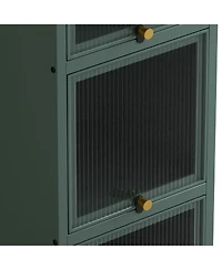 Casainc Modern Four-Tier Glass Door Cabinet with Five-Tier Storage for Living Room, Dining, Entryway, or Bathroom