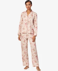 Lauren Ralph Women's Long Sleeve Notch Collar Pant Pajama Set
