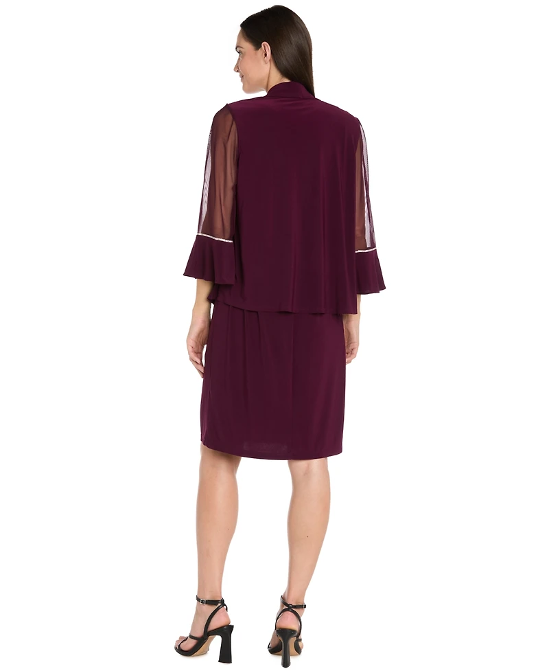 R & M Richards Women's 2-Piece Rhinestone Trim Detail Jacket Dress