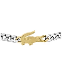 Lacoste Men's Arthor Silver Tone Stainless Steel with Yellow Gold Chain Bracelet