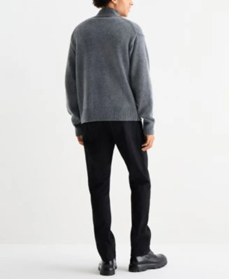 Lucky Brand Mens Quarter Button Mock Neck Sweater Paired With 410 Athletic Slim Fit Jeans