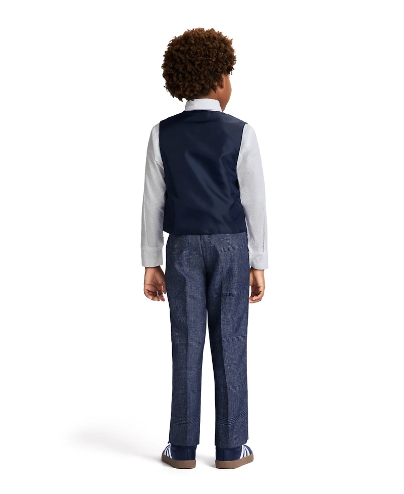 Nautica Toddler and Little Boys Shirt, Windowpane Vest, Pants & Neck Tie Set, 4 piece