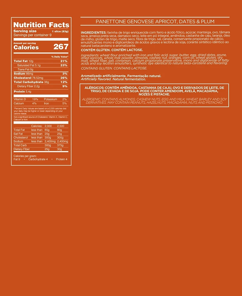 Ofner Panettone Genovese Apricot, Dates and Plum Cake, 26.46 oz