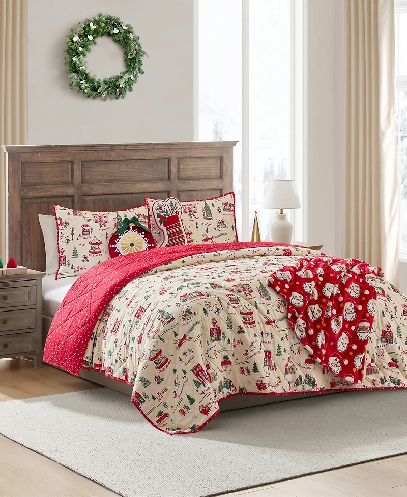 Hallmark Bedding Christmas Village Holiday 3-Pc. Quilt Set, King
