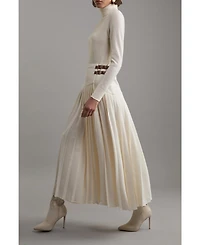 Karen Millen Women's Buckle Detailed Maxi Skirt