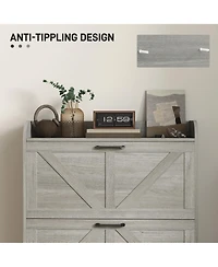 Homcom Narrow Shoe Cabinet, Farmhouse Shoe Storage Cabinet, Light