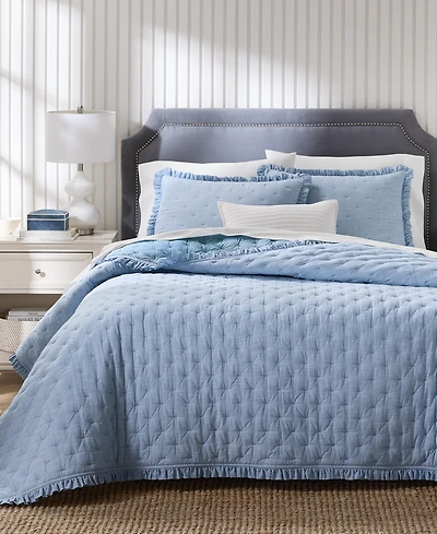 Charter Club Ruffle Pinstripe 3-Pc. Quilt Set, Full/Queen, Macy's Exclusive