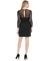 London Times Women's Crewneck Tuxedo Illusion Dress