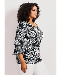 Avenue Women's Tiered Ruffle Sleeve Top