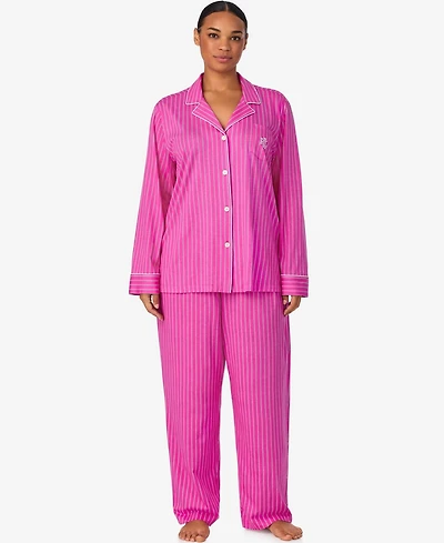 Lauren Ralph Lauren Plus Size Long Sleeve Notch Collar Long Pant Pajama