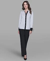 Karl Lagerfeld Paris Women's Contrast Collared Top