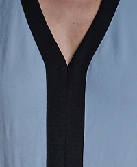 Karl Lagerfeld Paris Women's Contrast Sleeveless V-Neck Top