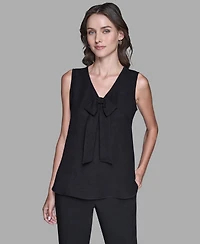 Karl Lagerfeld Paris Women's Sleeveless Bow Detail Top
