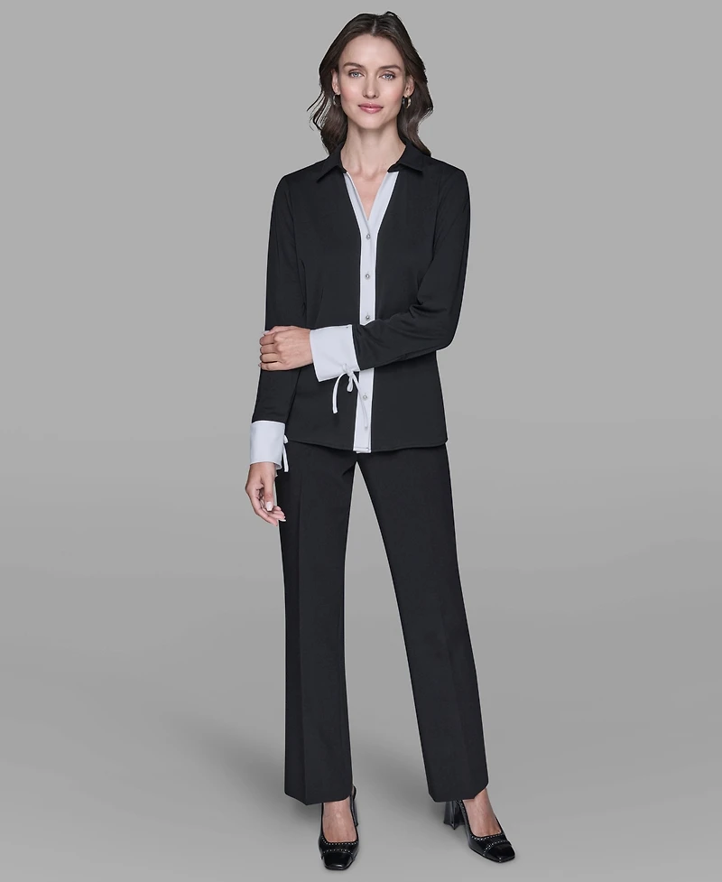 Karl Lagerfeld Paris Women's Contrast Collared Top