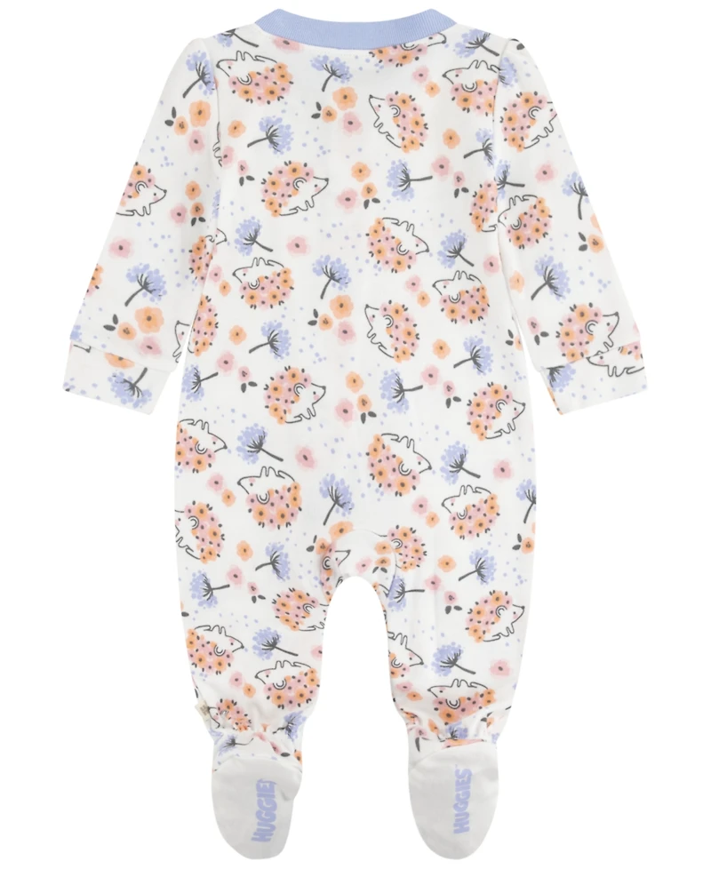 Huggies Baby Girls Printed Footed Crewneck Coverall
