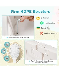 Skonyon 6 Feet Kids Oval Sandbox with Built-in Corner Seat and Bottom Liner