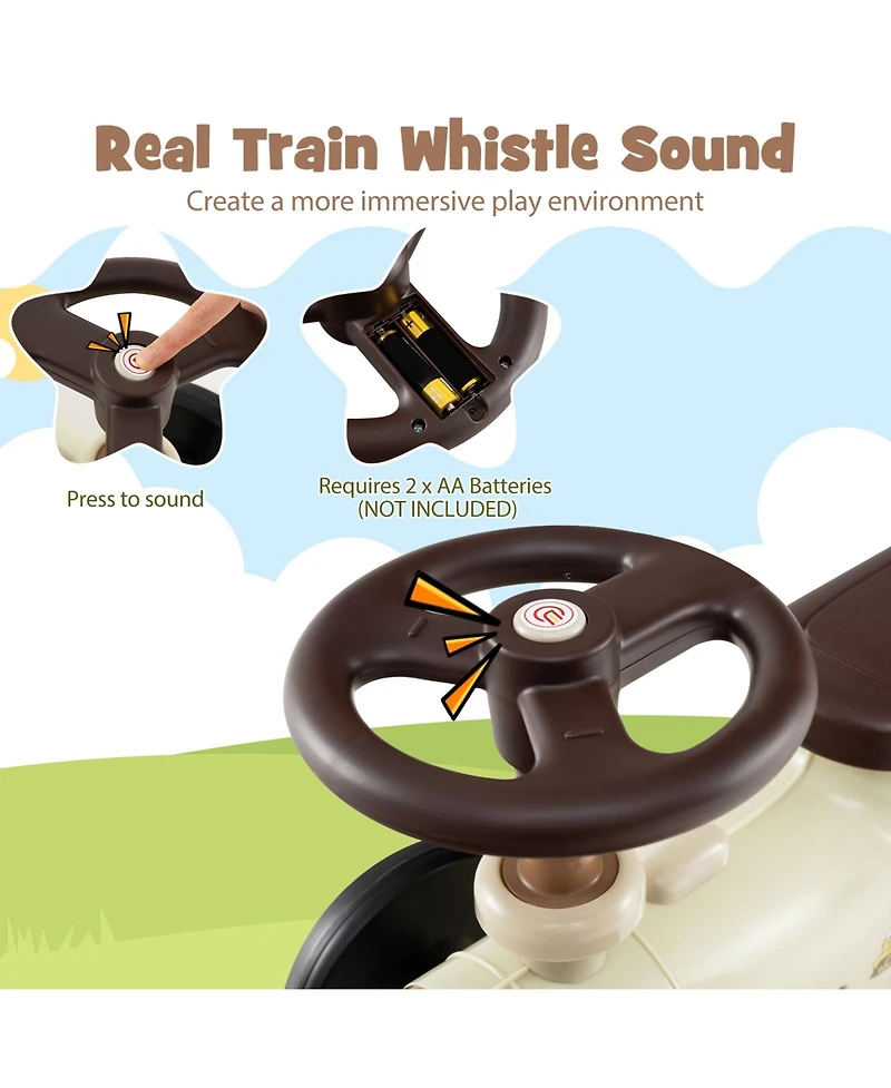 Sugift Ride on Toy with Steering Wheel and Train Whistle Sound Button