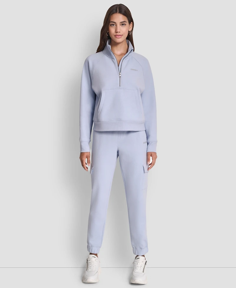 Dkny Sport Women's Studded-Logo Half-Zip Sweatshirt