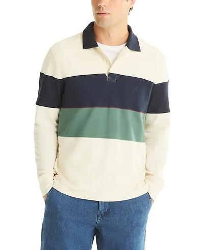 Nautica Men's Color Block Long Sleeve Polo Shirt