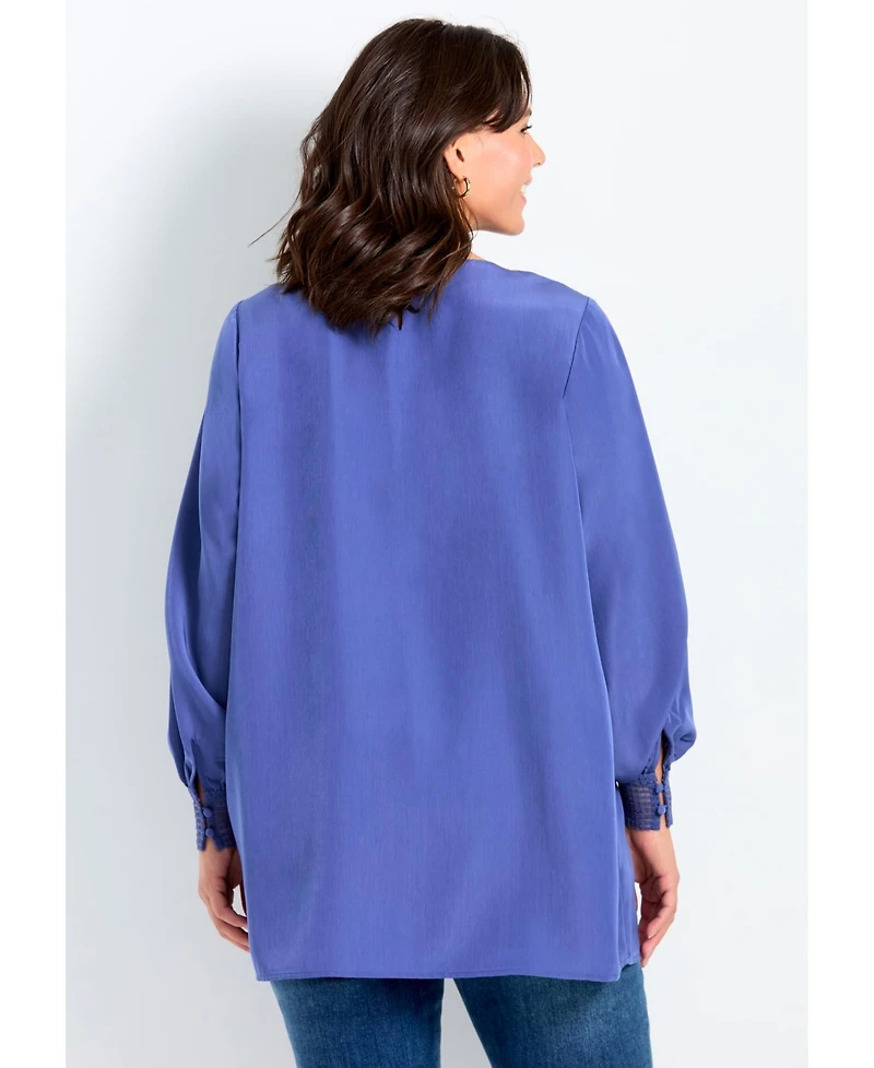 Avenue Women's Pleated Peasant Blouse