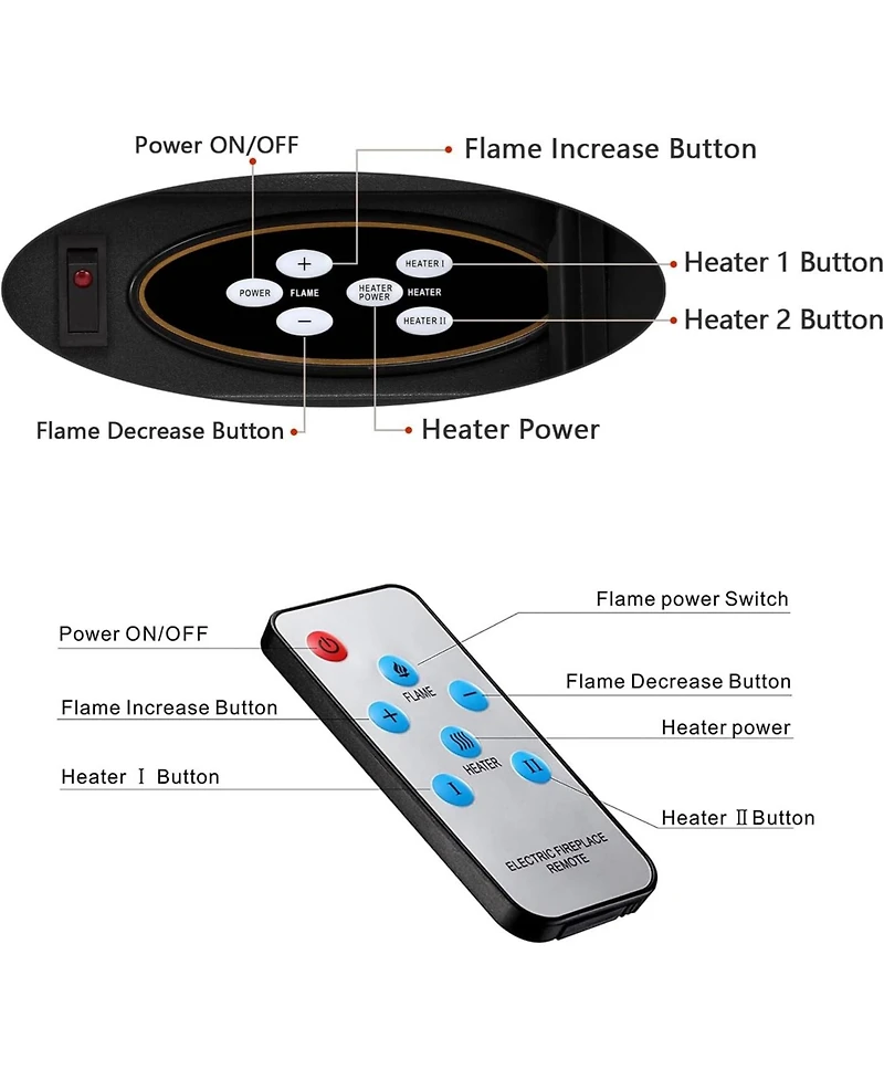 Cowsar Electric Fireplace Heater Wooden Surround Firebox, Remote Control, Adjustable Led Flame, 750W/1500W Freestanding Fireplace