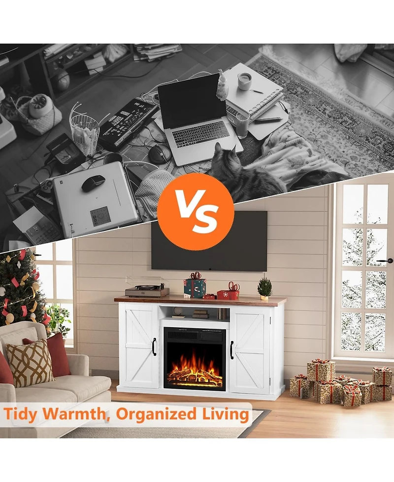 Cowsar 47" Electric Fireplace Mantel Freestanding, Triangular Corner Fireplace with Remote Control (Walnut)