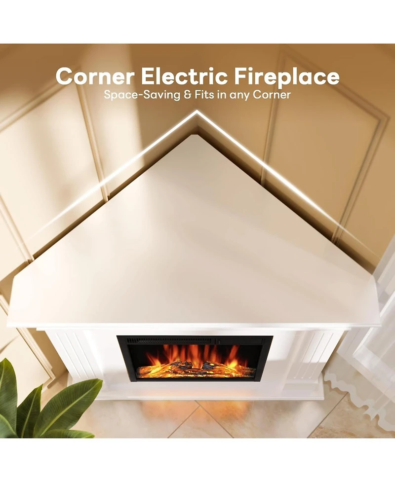 Cowsar Corner Electric Fireplace with Mantel, Tv Stand Electric Fireplace Heater with Remote Control for Living Room