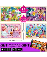 Quokka 4SET 24 Pcs Wooden Puzzles for Kids Ages 4-6
