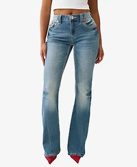 True Religion Women's Joey Mid Rise Big T Rope Ultra Flare Jeans